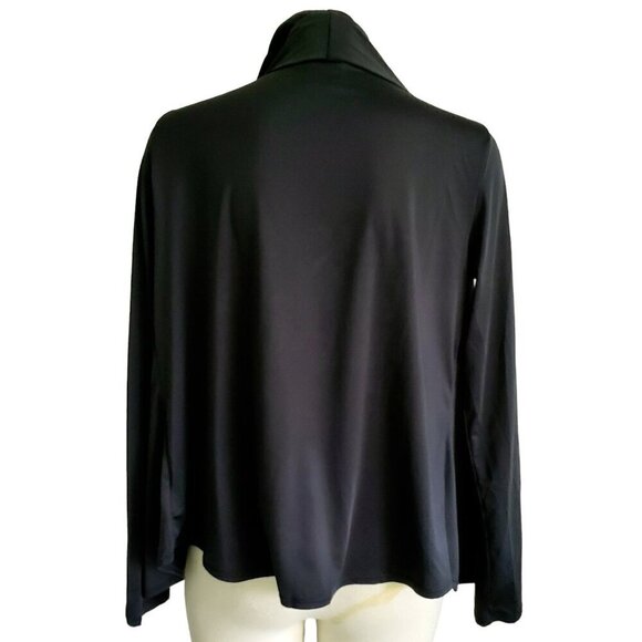 Danskin Black Workout Cardigan Wrap Shawl Collar Black Style 4714 Size M - Picture 7 of 13